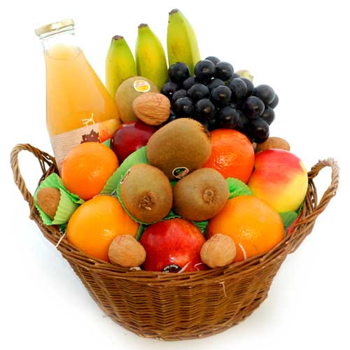 wat betreft Dochter dauw fruitmandje met allerlei soorten fruit thuis laten bezorgen bij de zieke
